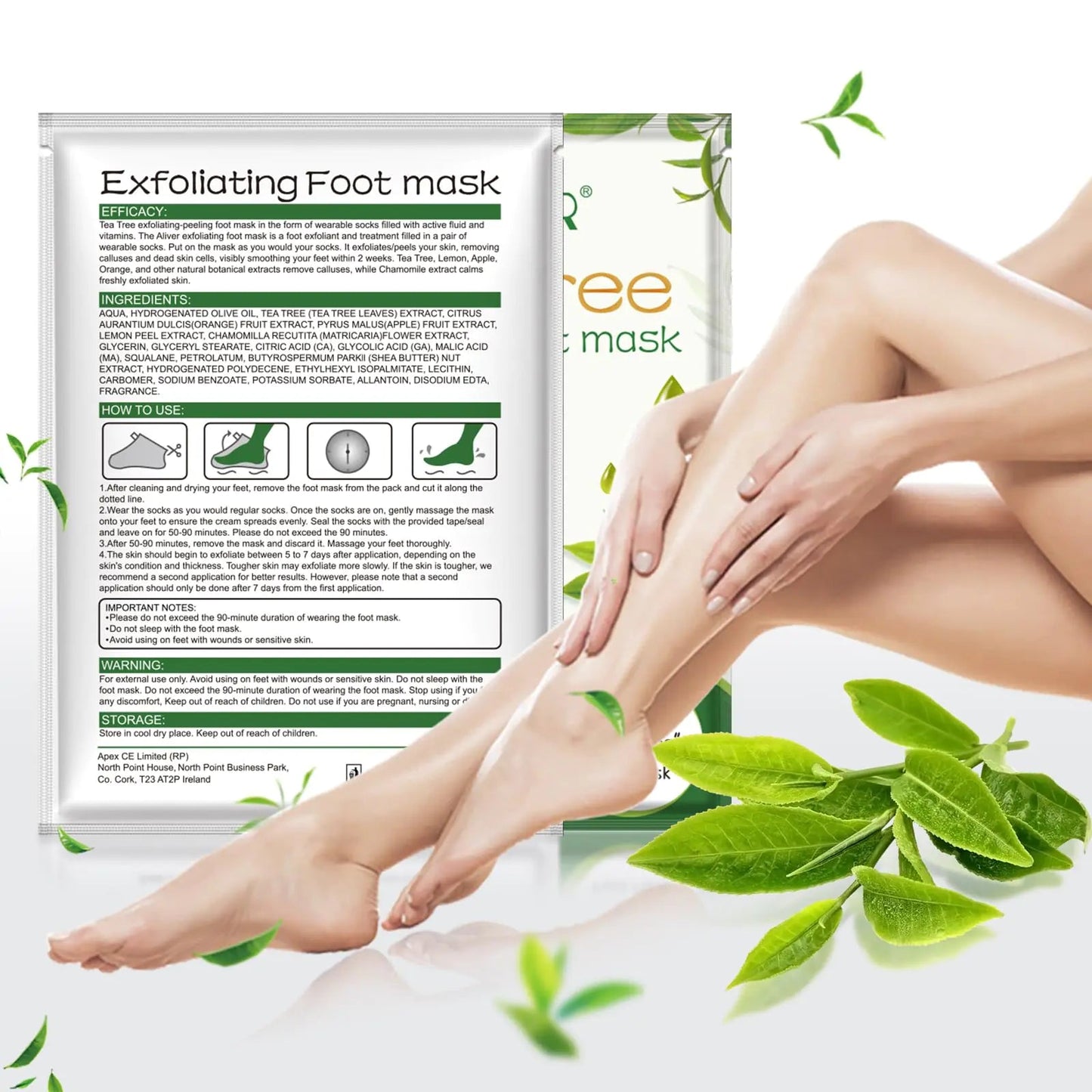 Foot Peel Mask 3 Pack, Exfoliator Peel Off Calluses Dead Skin Callus Remover,Soft Smooth Touch Feet - Men Women (Tea Tree) Tea Tree - KB General Store