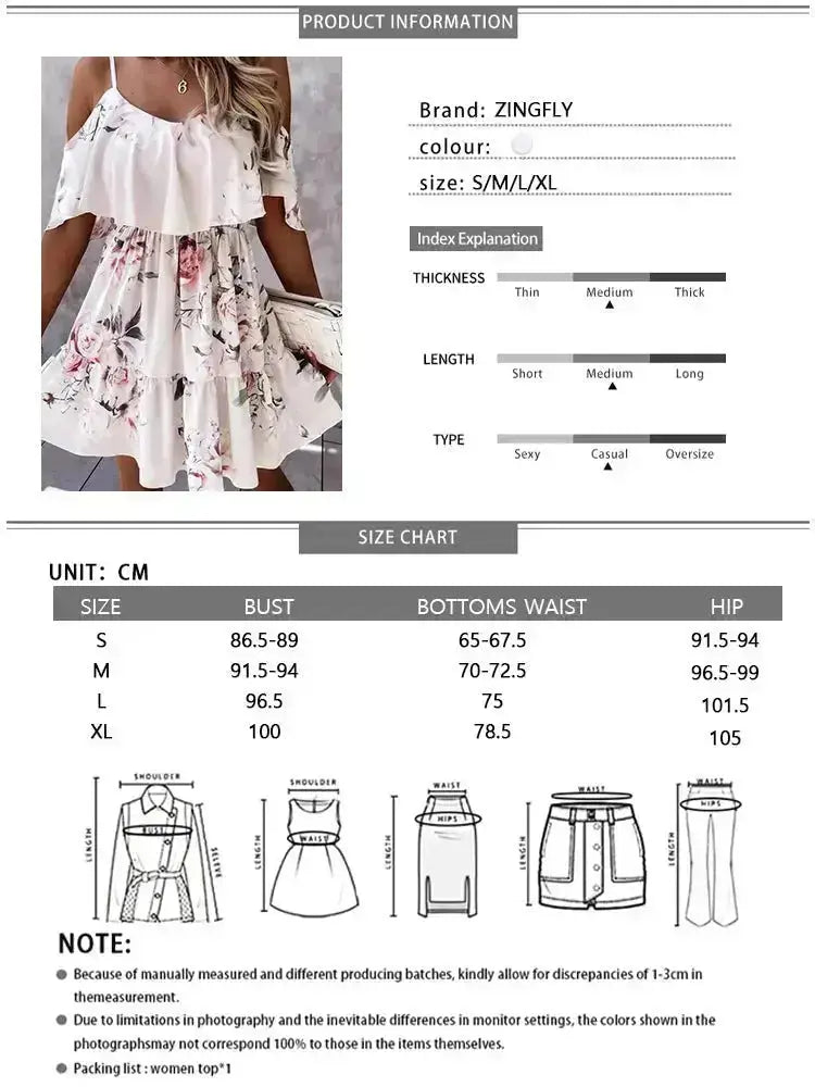 ZINGFLY Summer Floral Dress for Women with Off-Shoulder Design and Ruffled Skirt