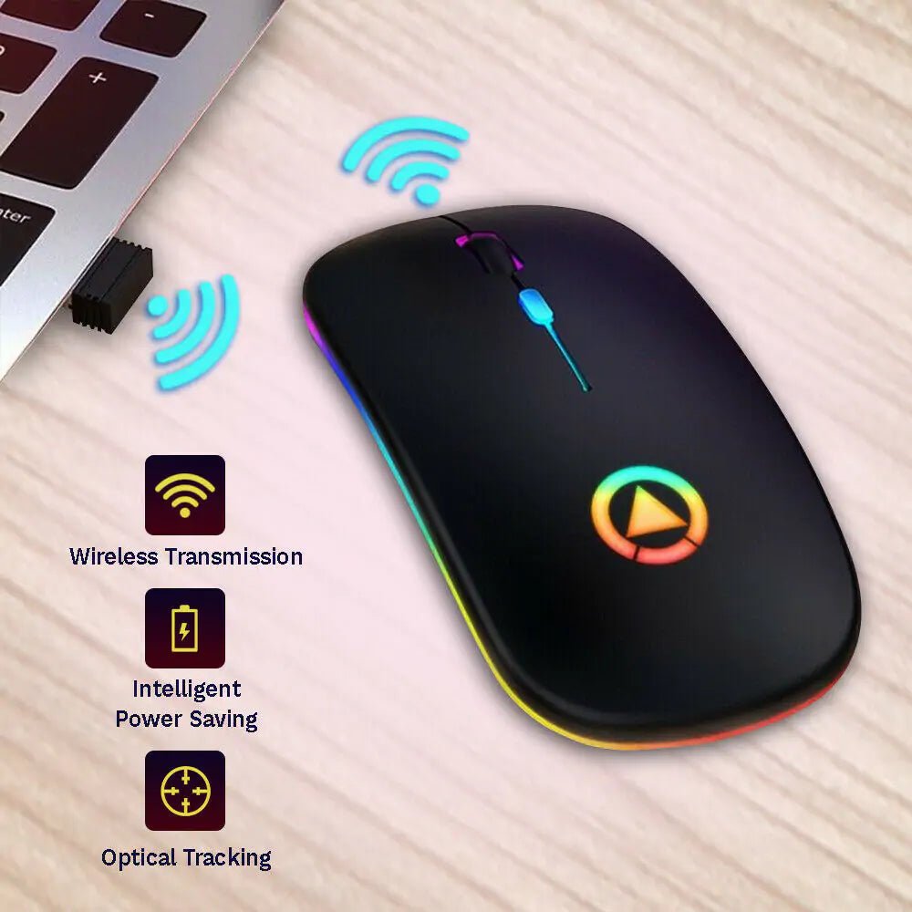 2.4GHz RGB Wireless USB Rechargeable Mouse - KB General Store