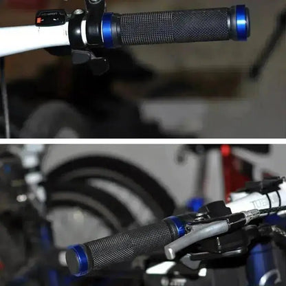 Close-up of My Store alloy bicycle handlebar grips with textured surface for better grip and control