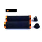 My Store alloy bicycle handlebar grips in black with orange accents and end caps for improved grip