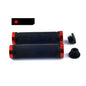 Alloy bicycle handlebar grips in black with red accents for improved grip and comfort