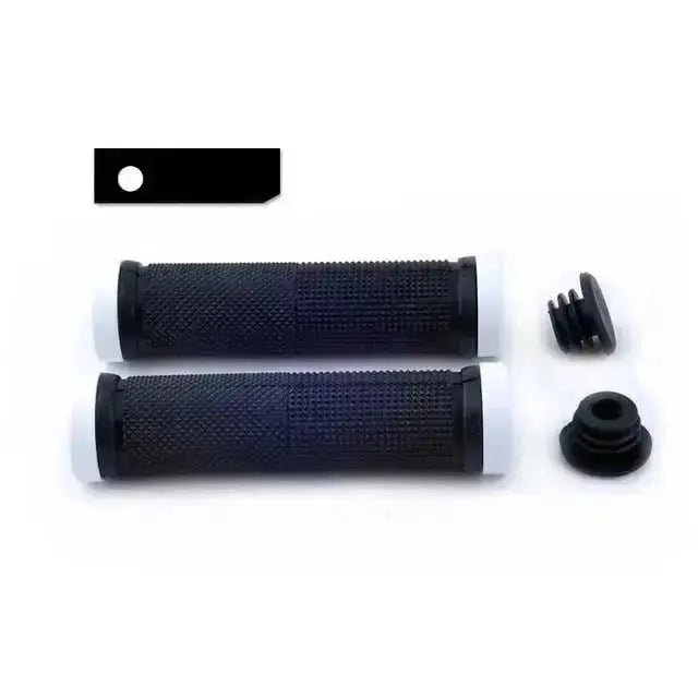 Black alloy bicycle handlebar grips with textured surface for improved grip and comfort