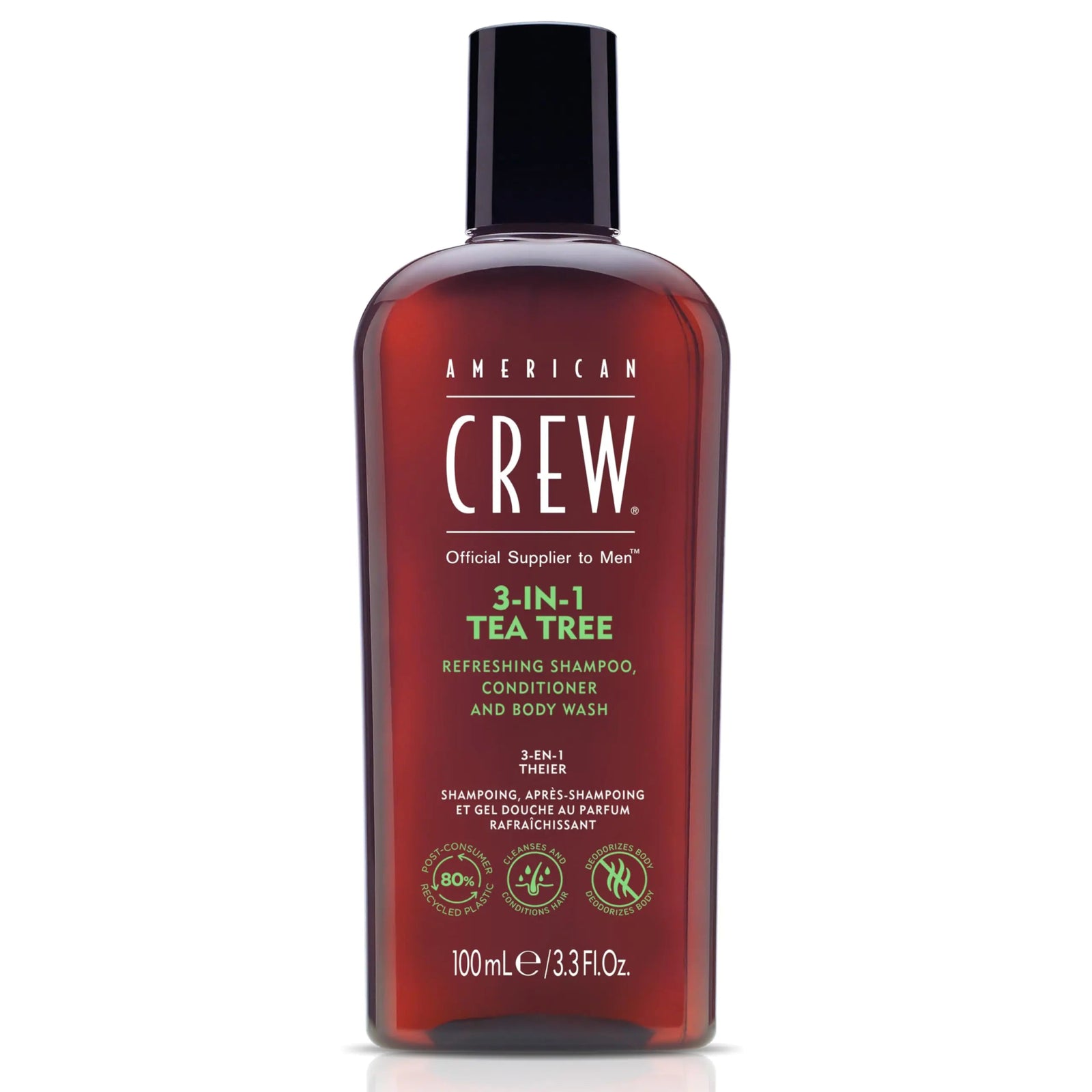 American Crew Shampoo, Conditioner & Body Wash for Men, 3 - in - 1, Tea Tree Scent, 3.3 Fl Oz 15 Fl Oz (Pack of 1) - KB General Store