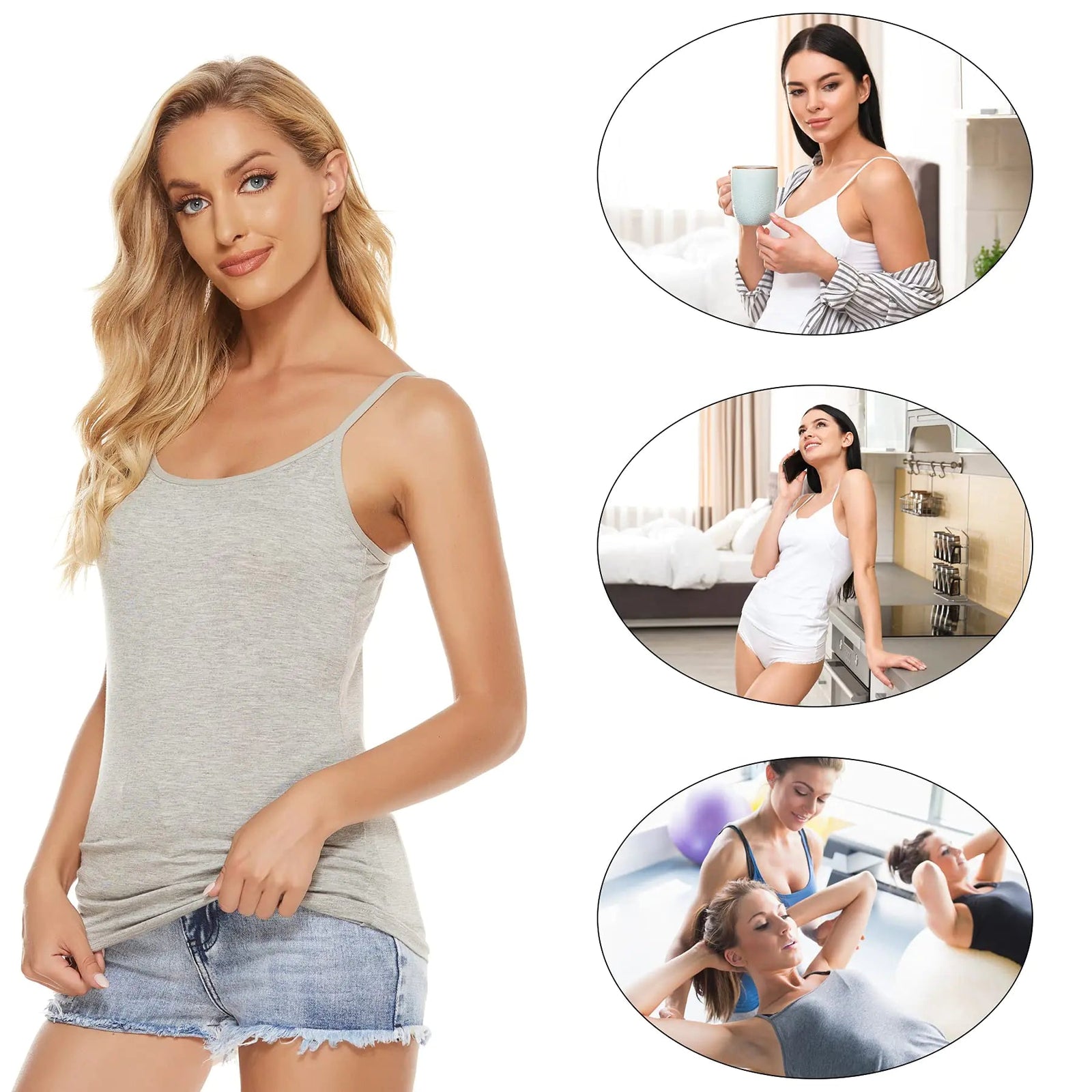 BQTQ Women's 5 - Pack Spaghetti Strap Camisoles - KB General Store