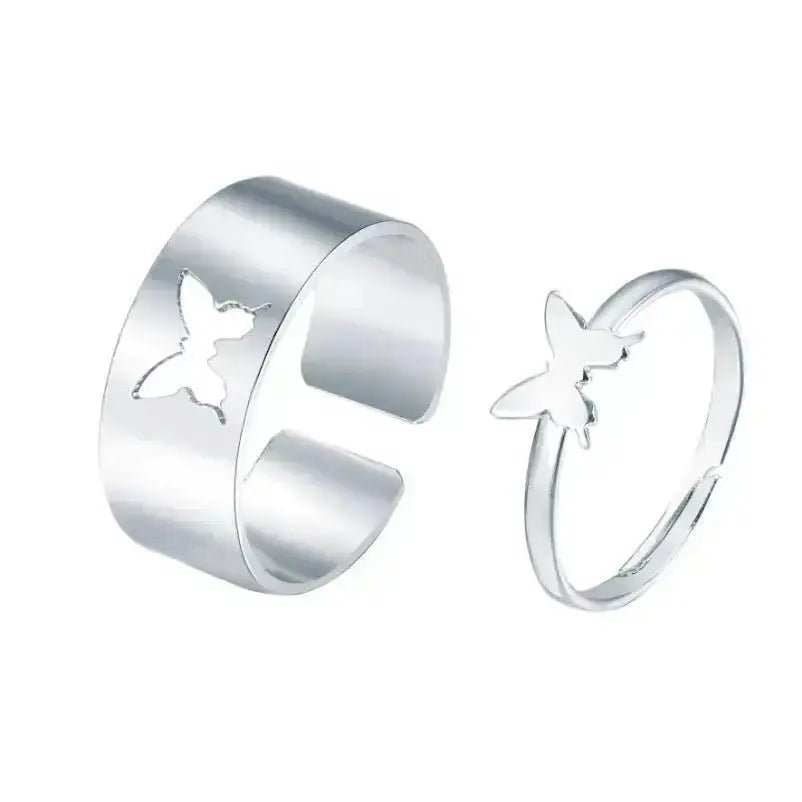 Stylish butterfly rings for women in silver, featuring a butterfly design cutout