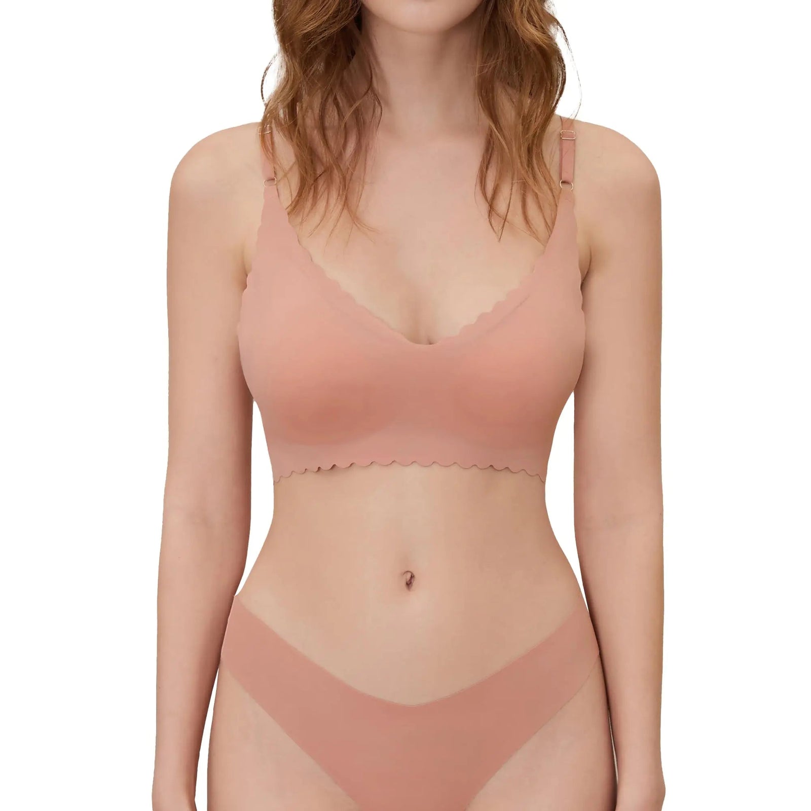 DEANGELMON V - Neck Seamless Bralette Trio in Black, Peach & Apricot - KB General Store