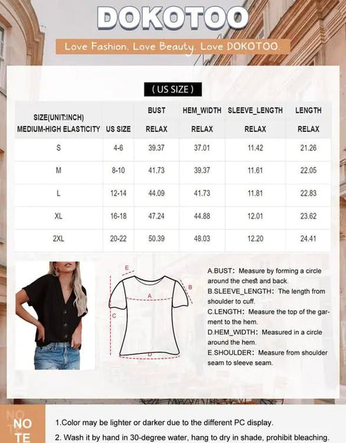 Cargue la imagen en el visor de la galería, Dokotoo Womens Summer Tops 2024 Waffle Knit Button Down Shirts Casual V Neck Short Sleeve Shacket Jacket Dressy Blouses X - Large Black - KB General Store
