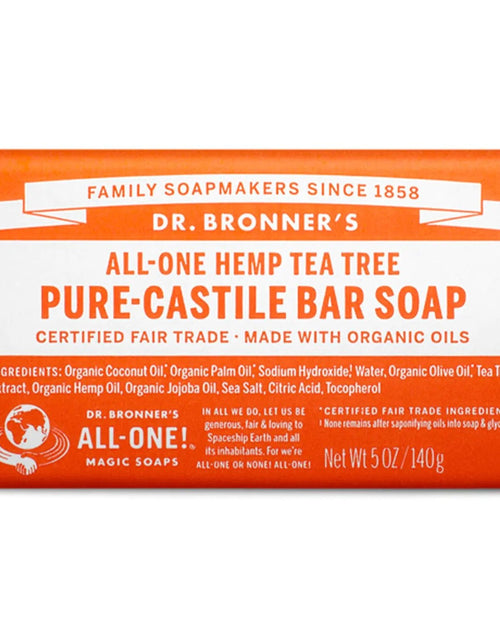 Load image into Gallery viewer, Dr. Bronner&#39;s - Pure - Castile Bar Soap (Tea Tree, 5 ounce) - Made with Organic Oils, For Face, Body, Hair and Dandruff, Gentle on Acne - Prone Skin, Biodegradable, Vegan, Non - GMO 5 Ounce (Pack of 1) - KB General Store
