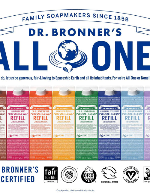 Load image into Gallery viewer, Dr. Bronner&#39;s - Pure - Castile Liquid Soap Refill, 82% Less Plastic per Quart, Made with Organic Oils, 18 - in - 1 Uses, For Face, Body, Hand Soap Refill, Hair, Laundry, Pets &amp; Dishes (32oz, Tea Tree) - KB General Store
