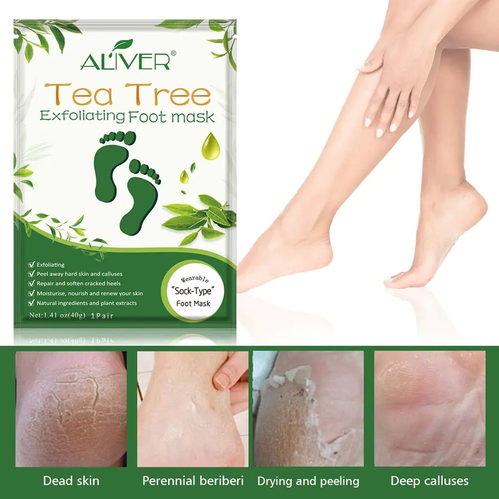 Foot Peel Mask 3 Pack， Exfoliator Peel Off Calluses Dead Skin Callus Remover，Soft Smooth Touch Feet - Men Women (Tea Tree) Tea Tree - KB General Store