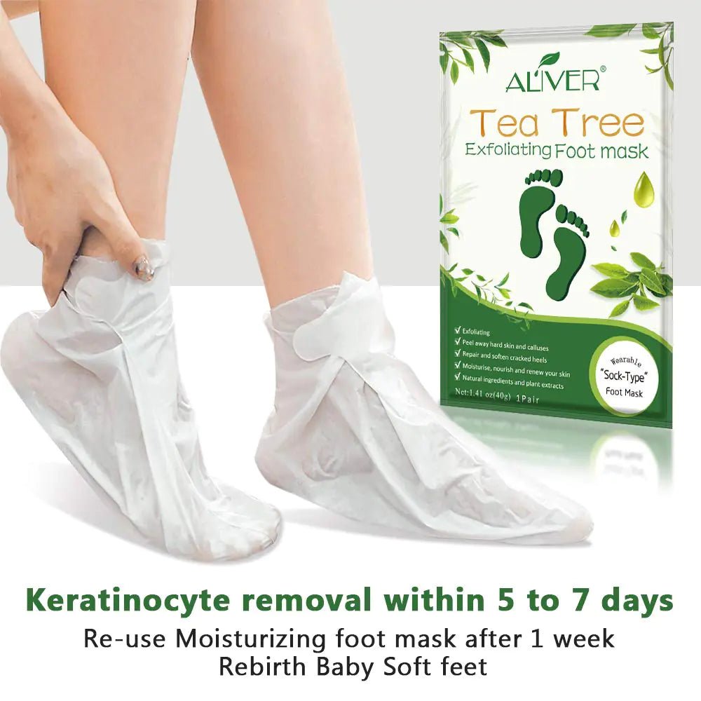 Foot Peel Mask 3 Pack， Exfoliator Peel Off Calluses Dead Skin Callus Remover，Soft Smooth Touch Feet - Men Women (Tea Tree) Tea Tree - KB General Store