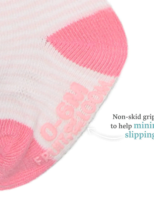 Cargue la imagen en el visor de la galería, Fruit of the Loom Baby 14 - Pack Grow &amp; Fit Flex Zones Cotton Stretch Socks - Unisex, Girls, Boys 0 - 6 Months Pink Stripe - KB General Store
