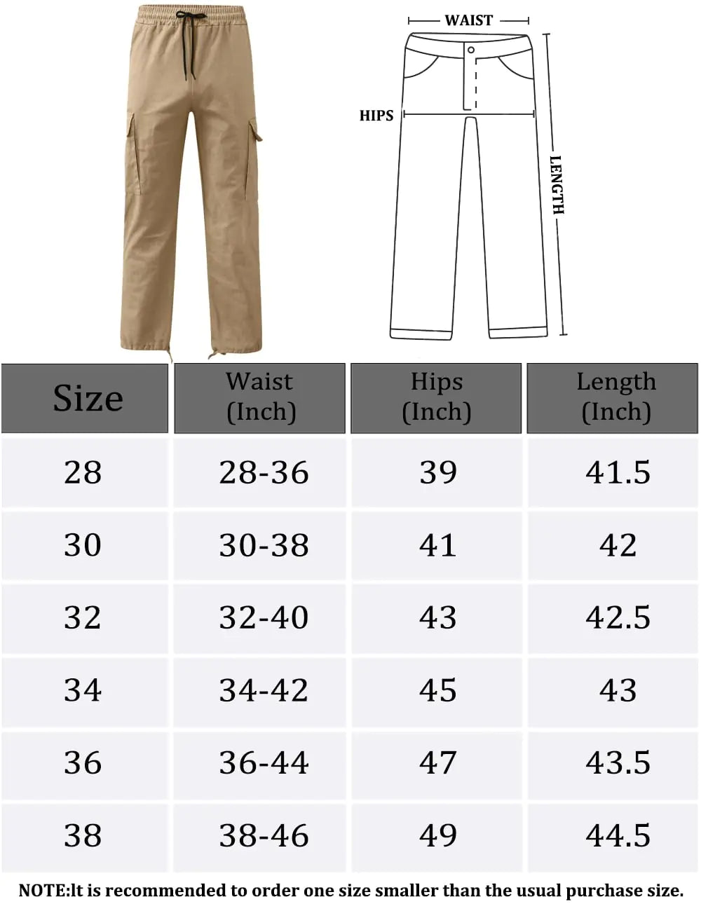 HUNGSON Mens Cargo Pants Casual Hiking Pants Joggers Athletic Pants Cotton Loose Straight Sweatpants for Men 28 White - KB General Store