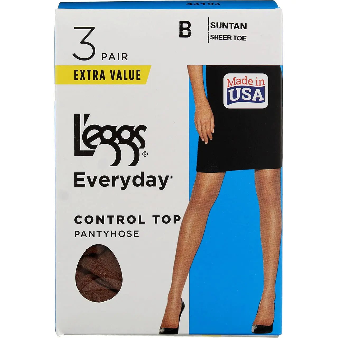 L'eggs Women's Everyday Control Top Pantyhose 3 - Pack in Sun Tan - KB General Store