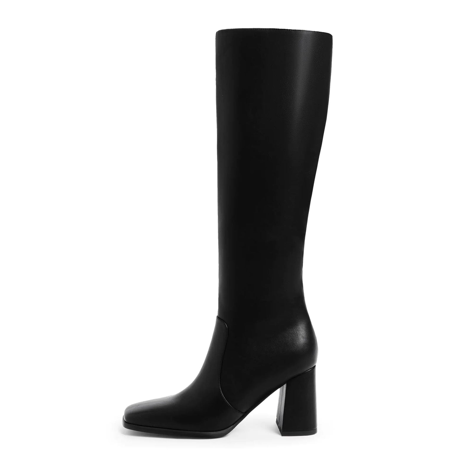 Modatope Knee High Boots Women Chunky Heel Square Toe Tall Boots for Women High Heel Side Zipper Long Boots 8 A - black - KB General Store