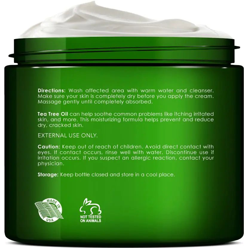 New York Biology Tea Tree Oil Foot Cream for Dry Cracked Feet, Athletes Foot, Nail Fungus, Jock Itch, Ringworm, Cracked Heels and Itchy Skin - Foot Cream - 8 oz Tea Tree - 8.00 Ounce (Pack of 1) 8.00 Ounce (Pack of 1) - KB General Store