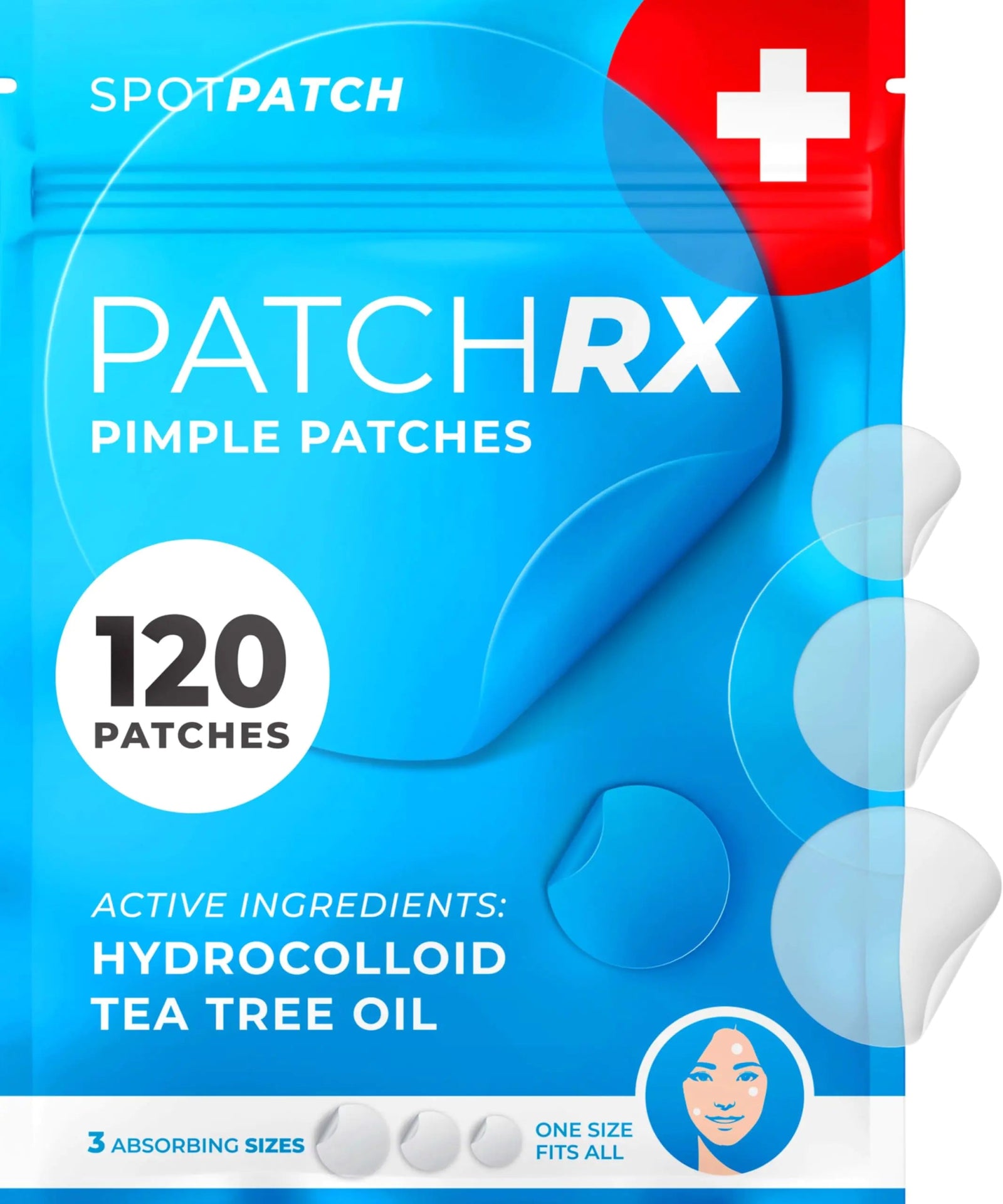 PatchRx Pimple Patches for Face (120 Patches), Hydrocolloid Acne Patches with Tea Tree Oil, Pimple Patch Pimple Stickers - Hydrocolloid Patch Acne Dots - Acne Pimple Patches For Face - Zit Patches - KB General Store