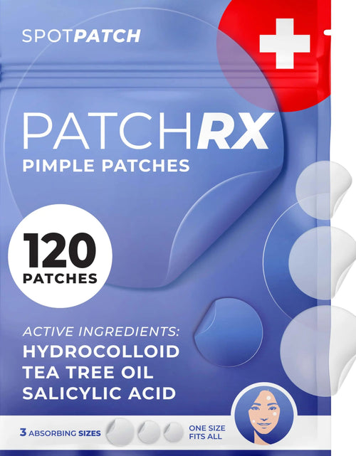 Load image into Gallery viewer, PatchRx Salicylic Pimple Patches (120 Pack), Salicylic Acid Acne Patches with Tea Tree Oil - Zit Patch and Pimple Stickers for Face for Skin Care - Salicylic Acid Acne Dots (Packaging May Vary) - KB General Store
