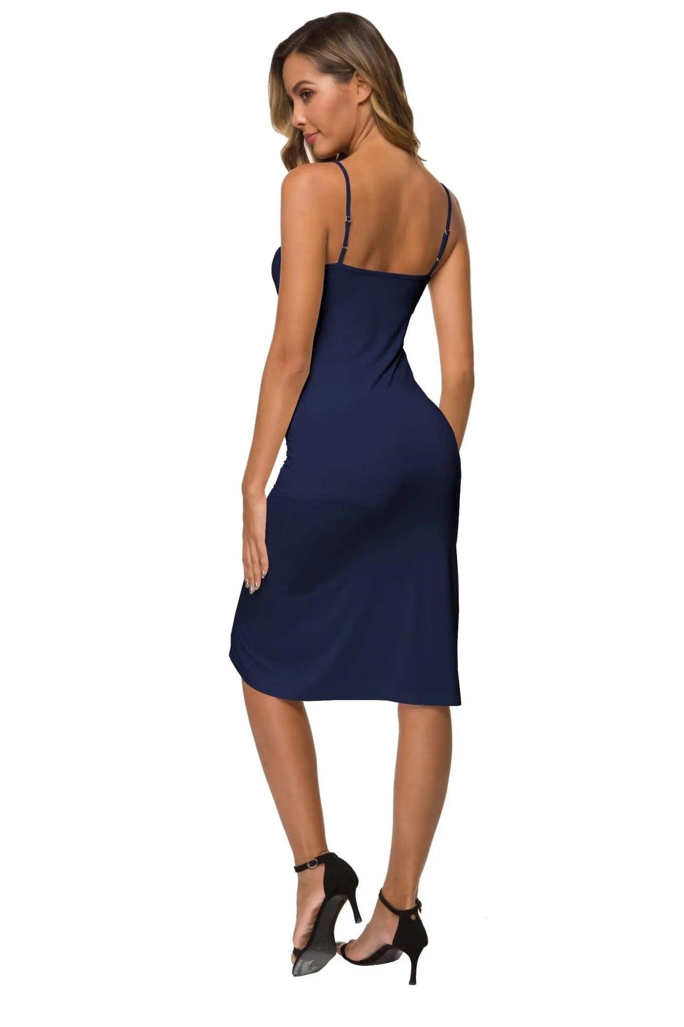 Women's Full Slips Cami Long Spaghetti Strap Under Dress XX - Large Navy Blue - KB General Store