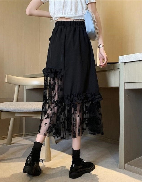 Load image into Gallery viewer, Black Lace Patchwork Skirt - KB General Store
