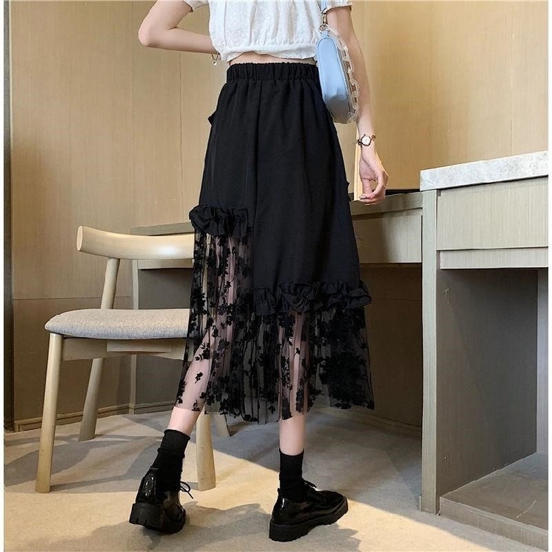 Black Lace Patchwork Skirt - KB General Store