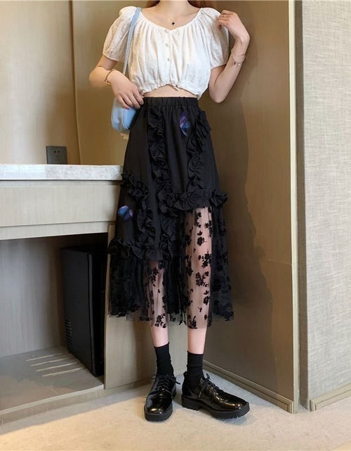 Load image into Gallery viewer, Black Lace Patchwork Skirt - KB General Store
