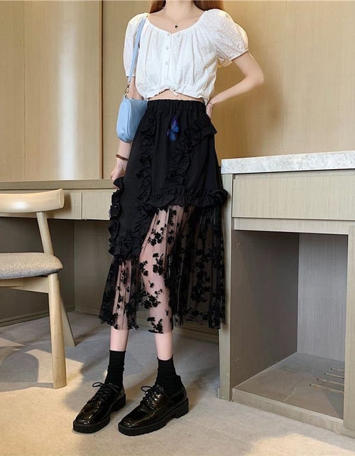 Load image into Gallery viewer, Black Lace Patchwork Skirt - KB General Store
