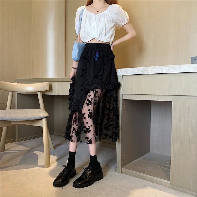 Black Lace Patchwork Skirt - KB General Store