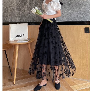 Load image into Gallery viewer, Black Lace Patchwork Skirt - KB General Store
