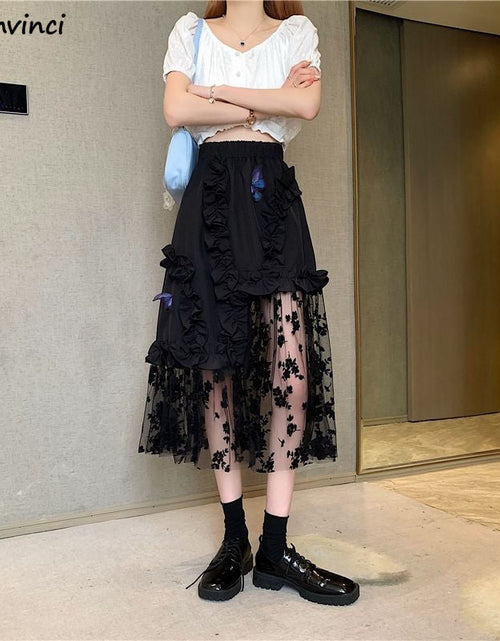 Load image into Gallery viewer, Black Lace Patchwork Skirt - KB General Store
