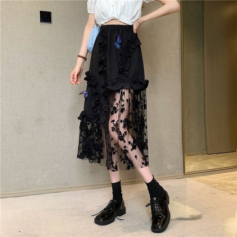 Black Lace Patchwork Skirt - KB General Store